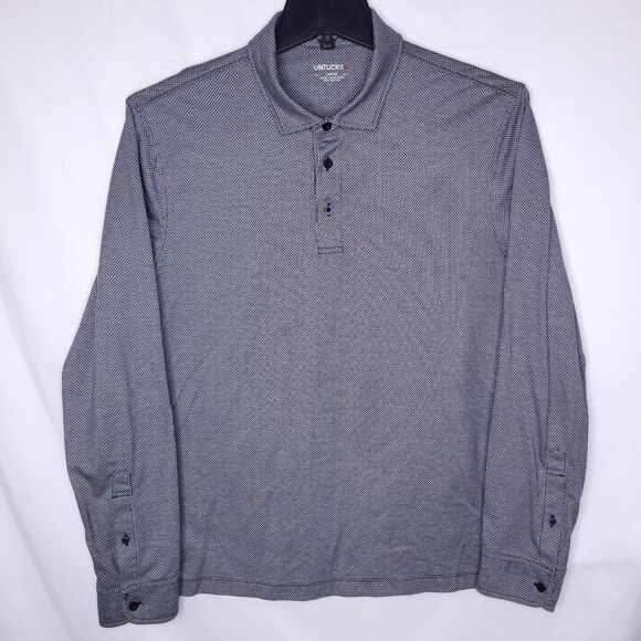 UNTUCKit Other - Untuckit Polo Shirt Mens Large Gray Damaschino Diamond Birdseye Long Sleeve